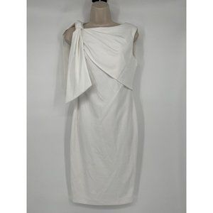 Women’s Calvin Klein Draped Shoulder Sleeveless Sheath Dress White Size 4
